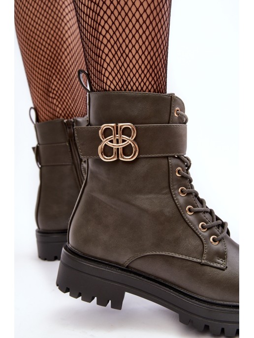 Women's Zip-up Work Boots with Dark Green Decoration Ciossava Women's Zip-up Work Boots with Dark Green Decoration Ciossava