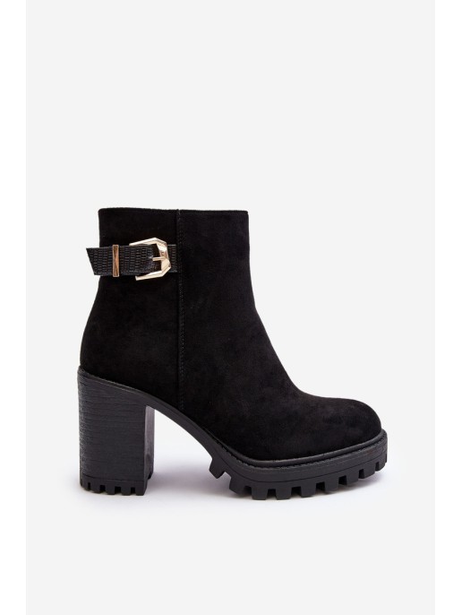 Women's Suede Ankle Boots With Ornament Black Menoria Women's Suede Ankle Boots With Ornament Black Menoria