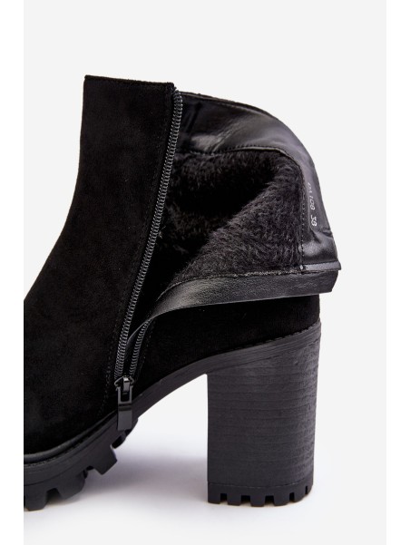 Women's Suede Ankle Boots With Ornament Black Menoria