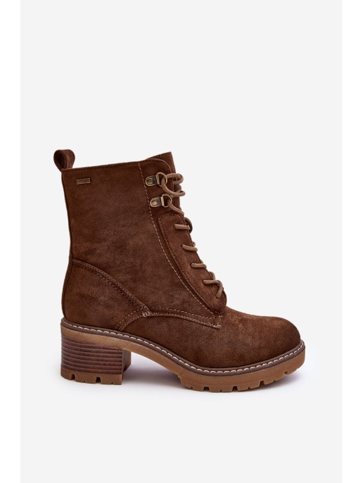 Women's Low Heel Lace-up Brown Adinail Boots Women's Low Heel Lace-up Brown Adinail Boots