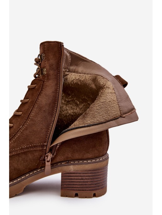 Women's Low Heel Lace-up Brown Adinail Boots Women's Low Heel Lace-up Brown Adinail Boots