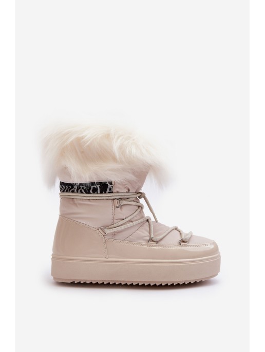 Women's Lace-up Snow Boots Light Beige Santero Women's Lace-up Snow Boots Light Beige Santero
