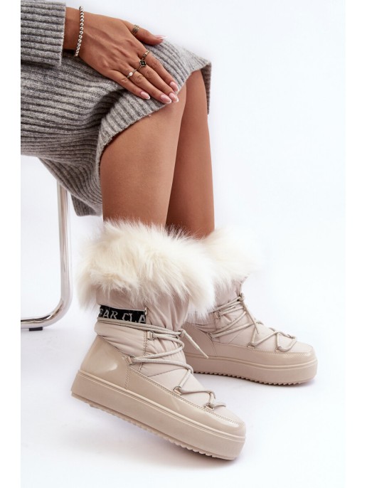 Women's Lace-up Snow Boots Light Beige Santero Women's Lace-up Snow Boots Light Beige Santero