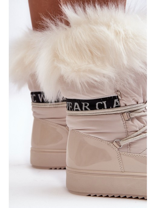 Women's Lace-up Snow Boots Light Beige Santero Women's Lace-up Snow Boots Light Beige Santero