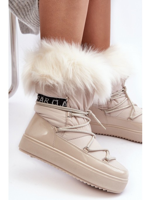 Women's Lace-up Snow Boots Light Beige Santero Women's Lace-up Snow Boots Light Beige Santero