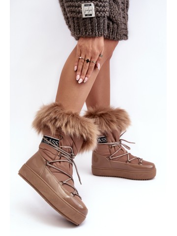 Women's Lace-up Dark Beige Snow Boots Santero 2