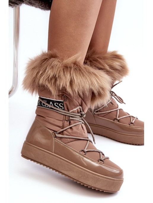 Women's Lace-up Dark Beige Snow Boots Santero Women's Lace-up Dark Beige Snow Boots Santero