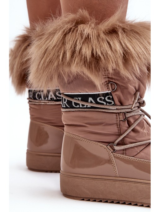 Women's Lace-up Dark Beige Snow Boots Santero Women's Lace-up Dark Beige Snow Boots Santero