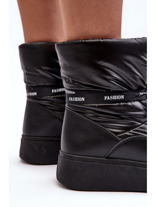 Women's Snow Boots with Ornamental Lacing Black Siracna Women's Snow Boots with Ornamental Lacing Black Siracna