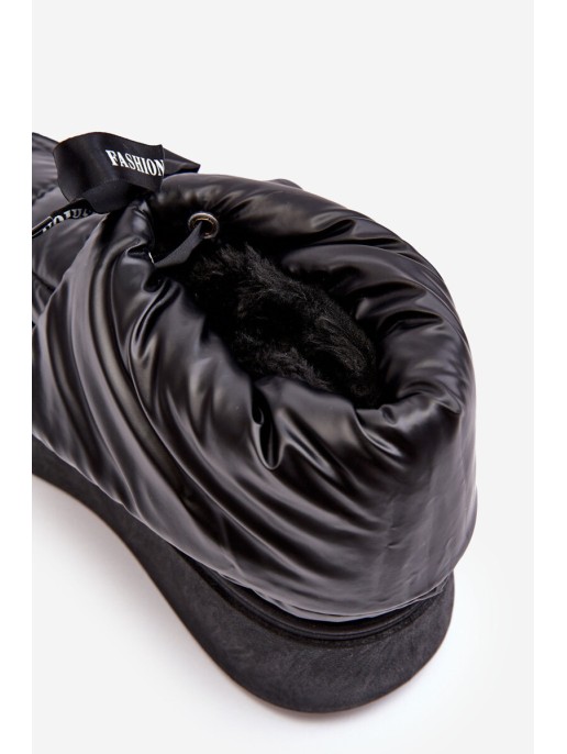 Women's Snow Boots with Ornamental Lacing Black Siracna Women's Snow Boots with Ornamental Lacing Black Siracna