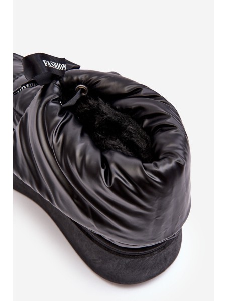 Women's Snow Boots with Ornamental Lacing Black Siracna