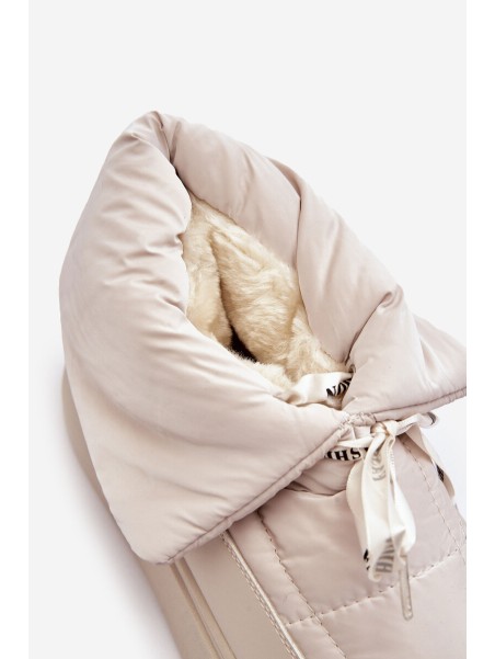 Women's Snow Boots With Ornamental Lacing Light Beige Siracna