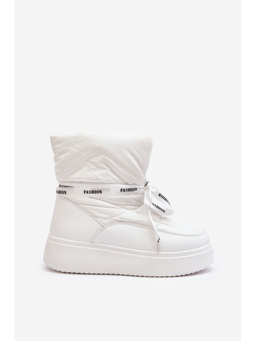 Women's Snow Boots With Decorative Lacing White Siracna Women's Snow Boots With Decorative Lacing White Siracna