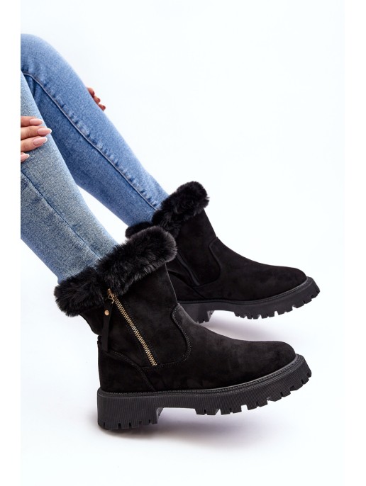 Women's Suede Boots With Fur Black Hasiva Women's Suede Boots With Fur Black Hasiva