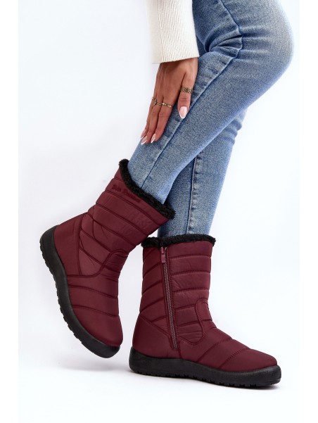 Women's High Padded Snow Boots Burgundy Luxina