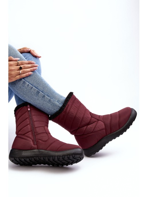 Women's High Padded Snow Boots Burgundy Luxina