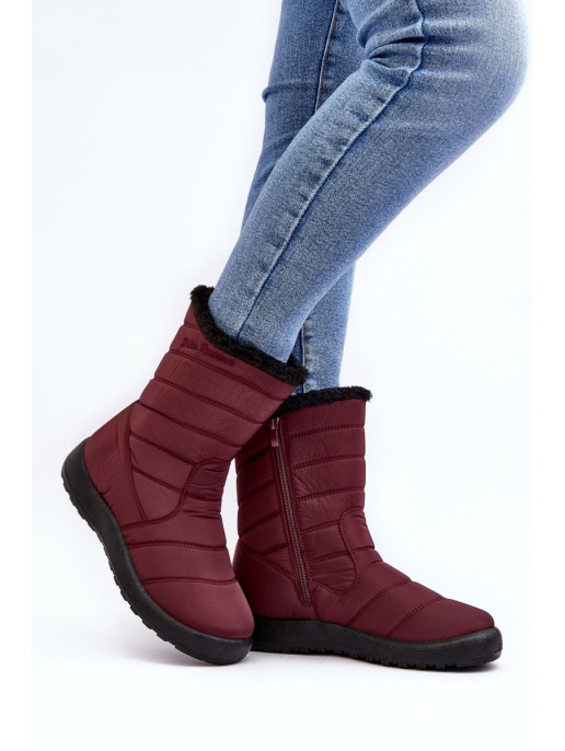 Women's High Padded Snow Boots Burgundy Luxina