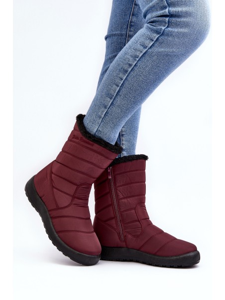 Women's High Padded Snow Boots Burgundy Luxina