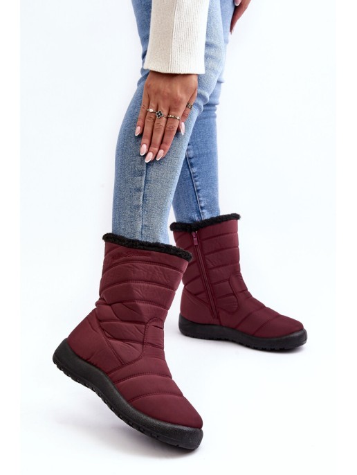 Women's High Padded Snow Boots Burgundy Luxina