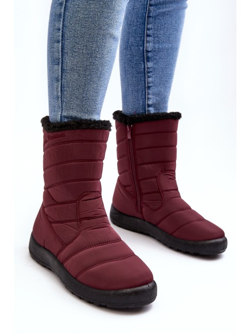 Women's High Padded Snow Boots Burgundy Luxina