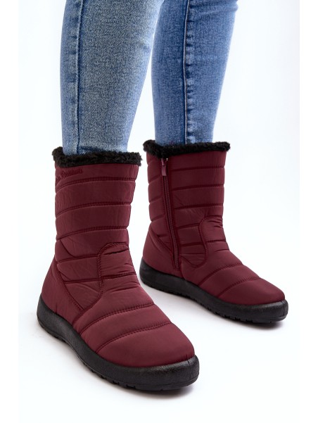 Women's High Padded Snow Boots Burgundy Luxina