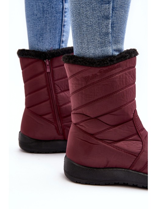 Women's High Padded Snow Boots Burgundy Luxina