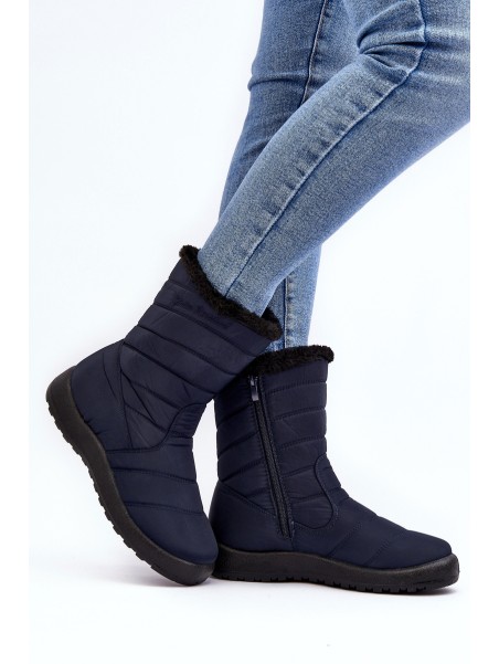 Women's High Padded Snow Boots Navy Luxina