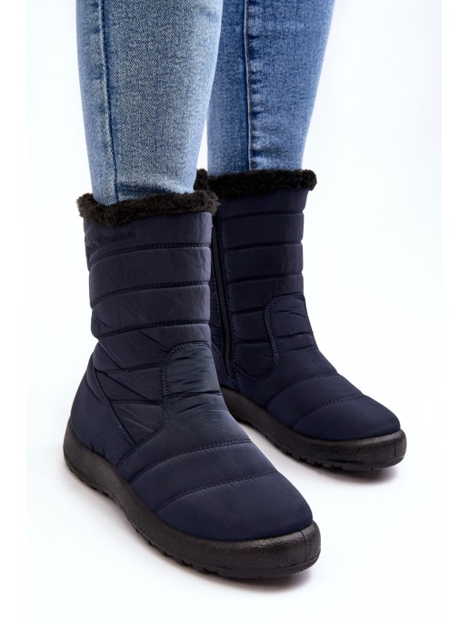 Women's High Padded Snow Boots Navy Luxina