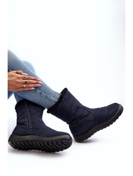 Women's High Padded Snow Boots Navy Luxina