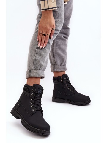 Women's Leather Trapper Boots Lined Black Katalis 2
