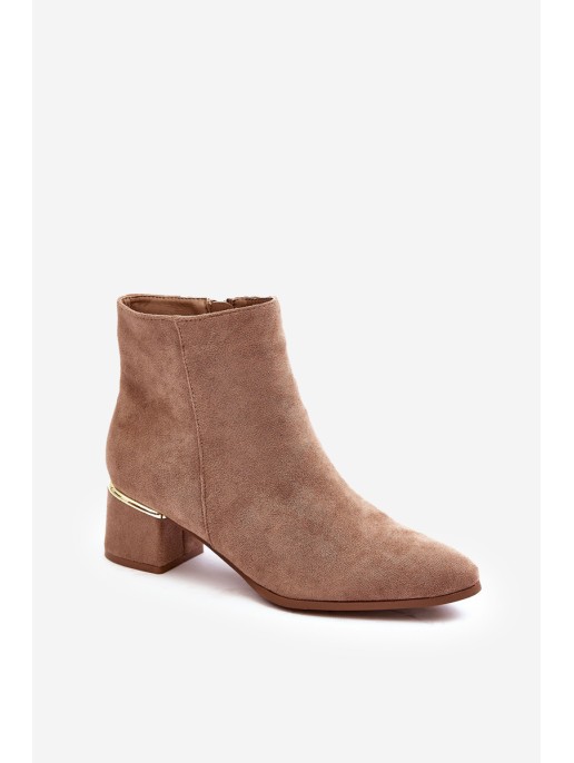 Women's Suede Boots on Heel Beige Mebassa