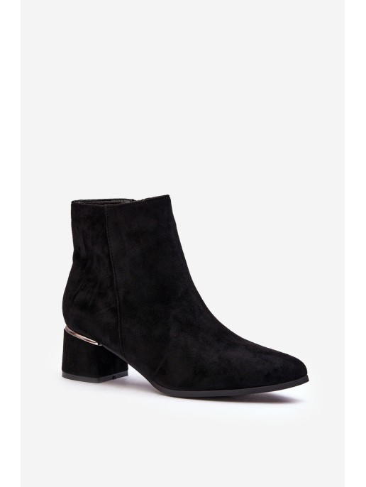 Women's Suede Boots on Heel Black Mebassa