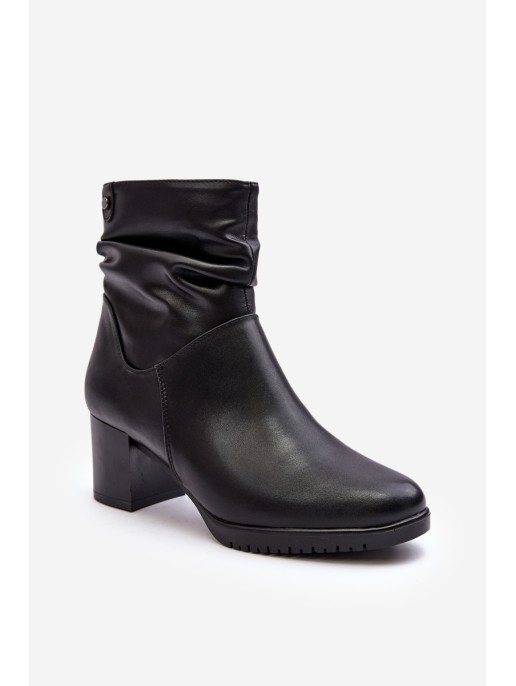 Women's Pleated Boots On Heel Black Liriam