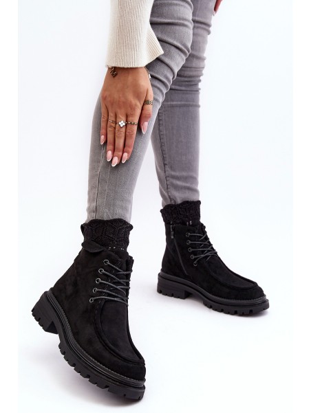 Women's Trapper Boots With Zip Black Apolosi