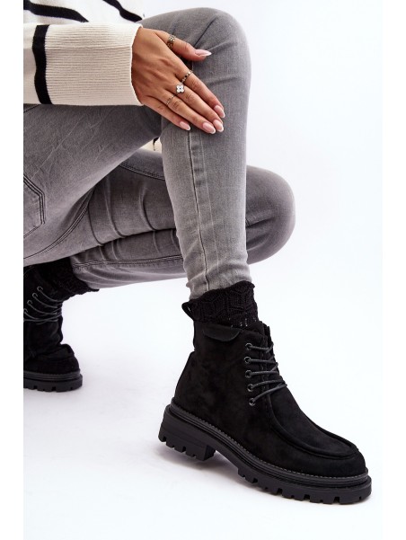 Women's Trapper Boots With Zip Black Apolosi