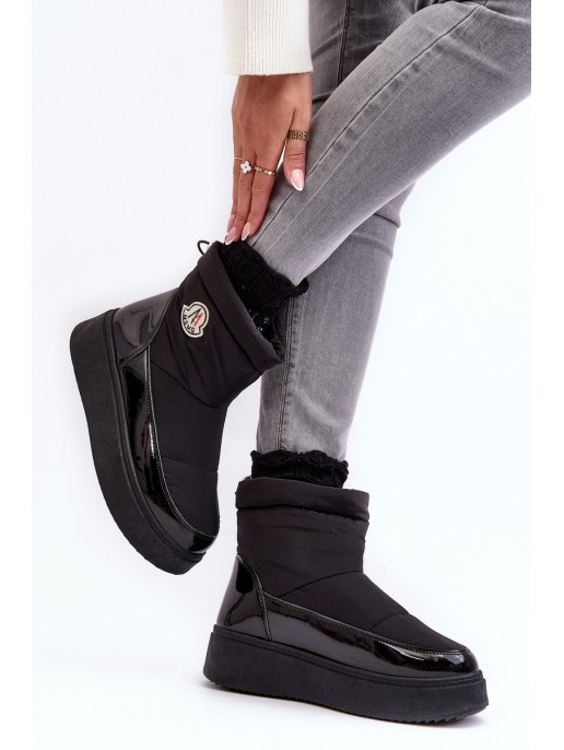 Women's Slip-On Snow Boots On Platform Black Gattea Women's Slip-On Snow Boots On Platform Black Gattea