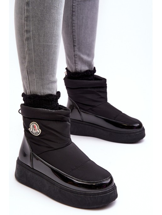 Women's Slip-On Snow Boots On Platform Black Gattea Women's Slip-On Snow Boots On Platform Black Gattea
