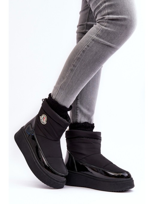 Women's Slip-On Snow Boots On Platform Black Gattea Women's Slip-On Snow Boots On Platform Black Gattea