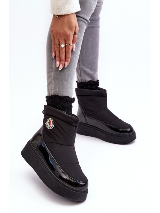 Women's Slip-On Snow Boots On Platform Black Gattea Women's Slip-On Snow Boots On Platform Black Gattea