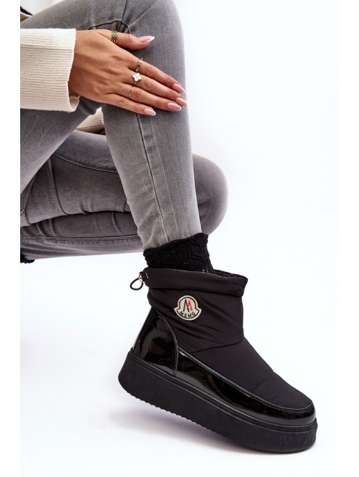 Women's Slip-On Snow Boots On Platform Black Gattea Women's Slip-On Snow Boots On Platform Black Gattea