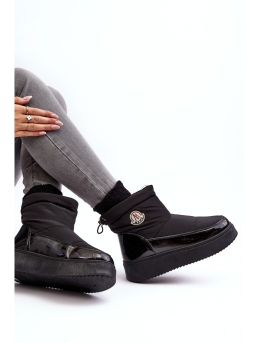 Women's Slip-On Snow Boots On Platform Black Gattea Women's Slip-On Snow Boots On Platform Black Gattea