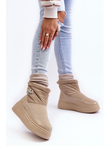 Women's Slip-On Snow Boots Platform Beige Gattea 2