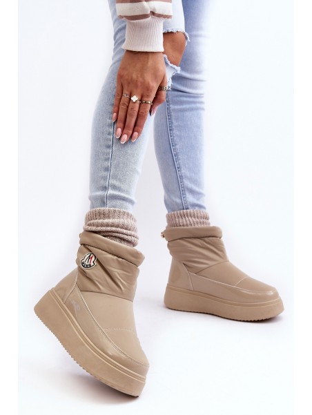 Women's Slip-On Snow Boots Platform Beige Gattea