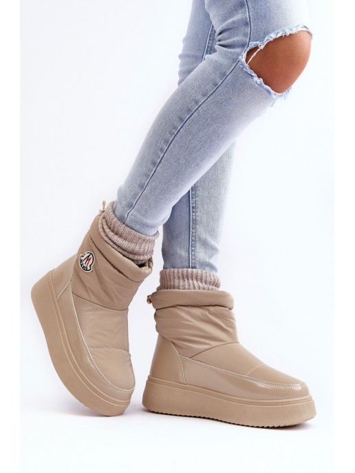 Women's Slip-On Snow Boots Platform Beige Gattea Women's Slip-On Snow Boots Platform Beige Gattea
