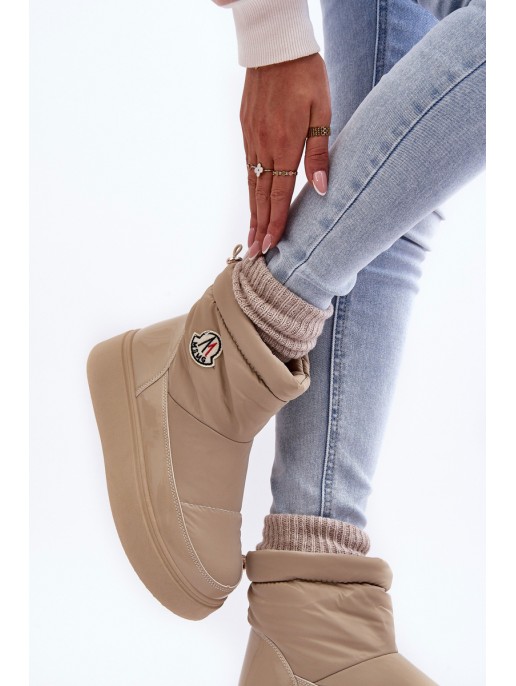 Women's Slip-On Snow Boots Platform Beige Gattea Women's Slip-On Snow Boots Platform Beige Gattea