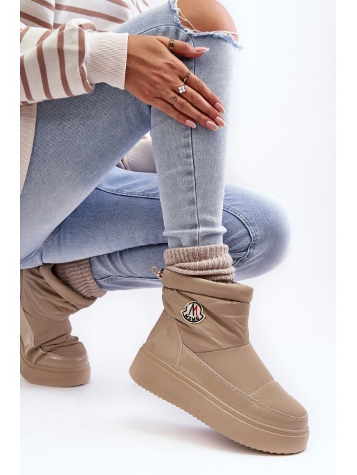 Women's Slip-On Snow Boots Platform Beige Gattea Women's Slip-On Snow Boots Platform Beige Gattea