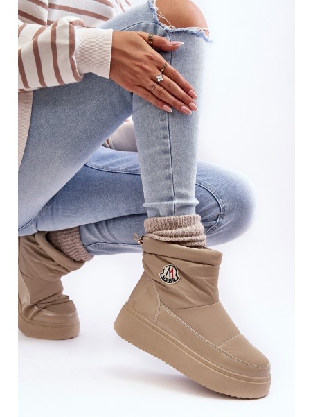 Women's Slip-On Snow Boots Platform Beige Gattea