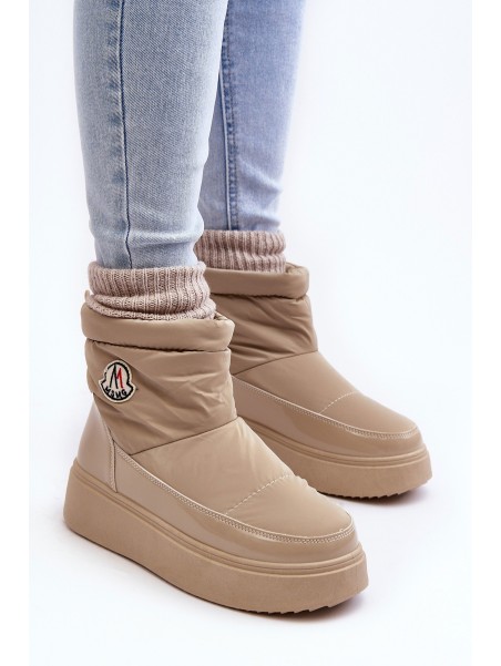Women's Slip-On Snow Boots Platform Beige Gattea