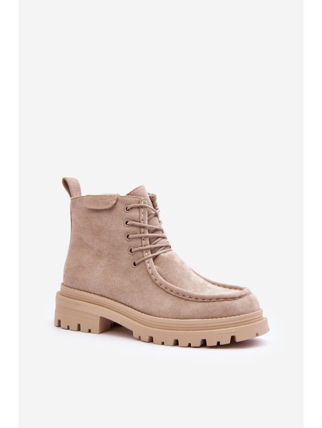 Women's Trapper Boots with Zip Beige Apolosi