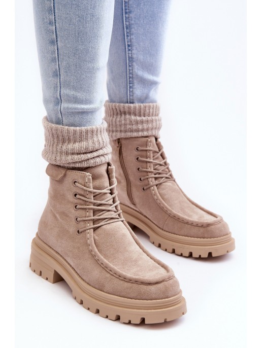 Women's Trapper Boots with Zip Beige Apolosi Women's Trapper Boots with Zip Beige Apolosi